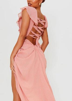 Распродажа платье prettylittlething миди горох с полуоткрытой спиной6 фото