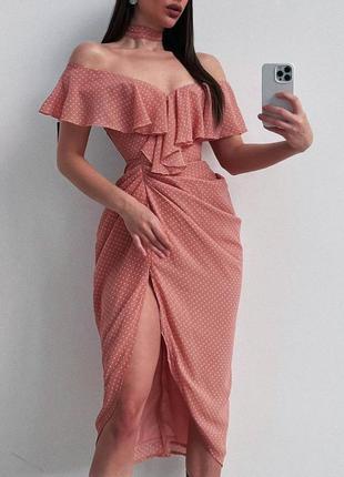 Распродажа платье prettylittlething миди горох с полуоткрытой спиной5 фото