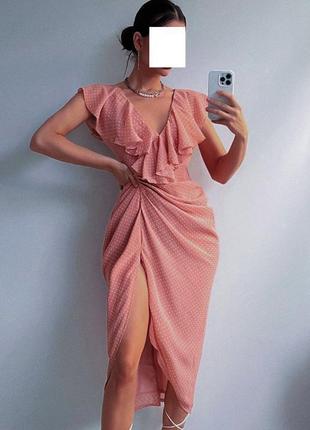 Распродажа платье prettylittlething миди горох с полуоткрытой спиной7 фото