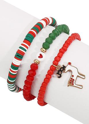 12-277 набір новорічних браслетів з бісеру набор новогодних браслетов