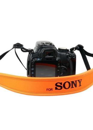 Плечевой шейный ремень для фотоаппаратов sony (неопрен) - оранжевый3 фото