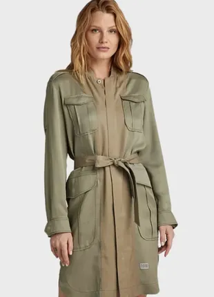 🍀💚🌿 g-star raw женское платье рубашка оливковый зеленый стиль сафари