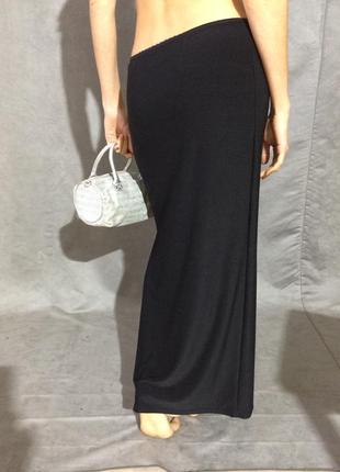 Женская  чёрная трикотажная юбка макси с боковым разрезом англия4 фото