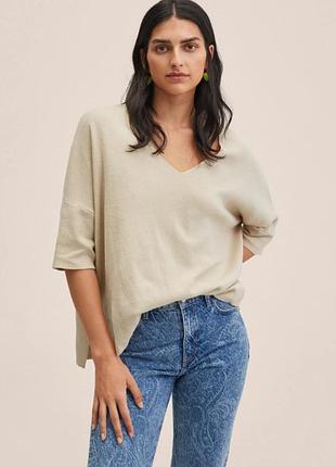 Mango размер s-xl легкий хлопковый свитер оверсайз трикотажный