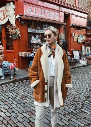 Натуральная стильная винтажная овчина дубленка дубленка vintage винтаж стиль zara asos h&m mango shearling