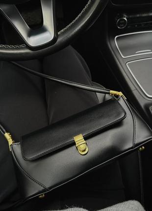 Сумка багет черная он винтажная