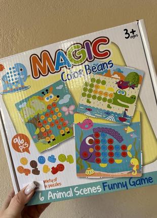 Мозаика для малышей funny game 96 элементов, 6 трафаретов,