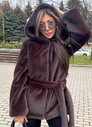 Шуба з екохутра під канадську норку жіноча коротка