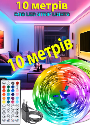 Rgb светодиодная лента (10м) 5050 блок питания 24в. ,пульт+управление с телефона с bluetooth