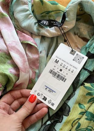 Изящное легкое длинное платье zara в цветочный принт с разрезами на талии и по бокам10 фото