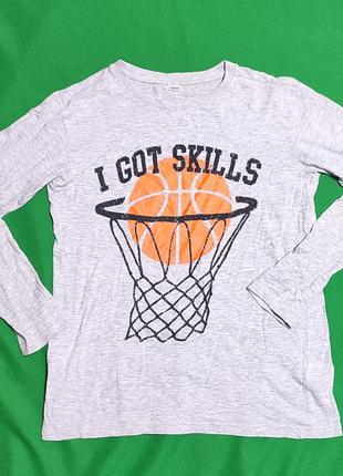 Детская футболка с длинным рукавом баскетбол, размер 158/164
