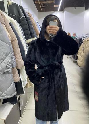 Шуба из канадской норки премиум качества, длина 110 см