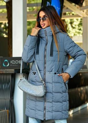 Пуховик удлиненный с капюшоном