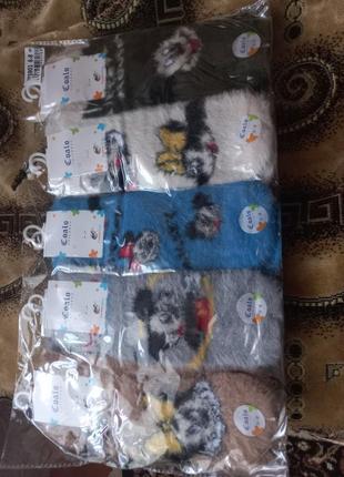 Дитячі норкові шкарпетки 6-8 років+флісові шкарпетки з новорічним принтом 31- 36 розмір