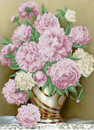 Схема для вишивання бісером мосмара ммн-019 " букет півоній " розмір 30*40 см