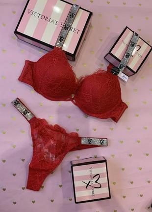 Бюстгальтер victoria's secret bombshell add-2-cups shine strap lace push-up bra very sexy lipstick2 фото