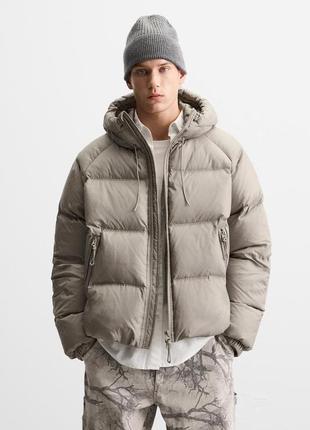 Бежевий чоловічий пуховик zara new