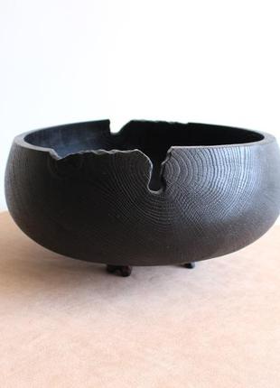 Фруктовница на ножках из дуба ручной работы, диаметр 32 см, высота 15 см (1456) под заказ