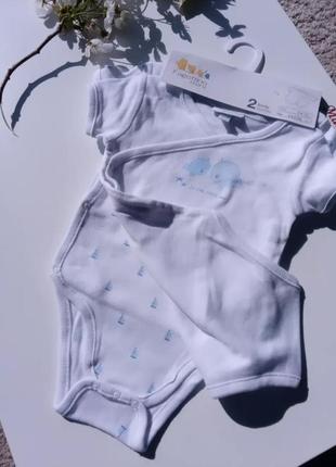 Набор из 2-х боди на запах короткий рукав 62 см