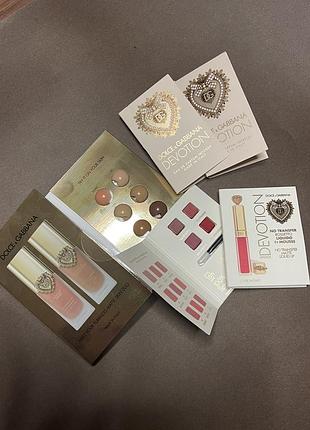 Dolce&amp;gabbana beauty набор сэмплов.тон.основа +2 семпла парфюма devotion +2 набора помады для губ
