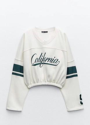 Кофта zara, спортивна кофта на флісі, укорочений світшот зара