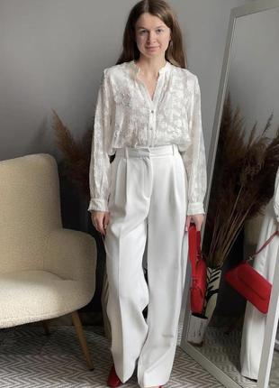 Блуза zara, белая прозрачная рубашка, рубашка зара