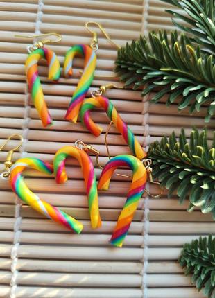 Новогодние серьги ручной работы конфеты