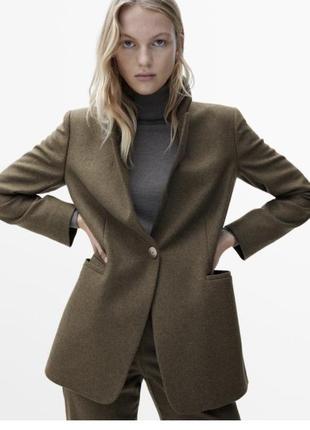 Вовняний піджак massimo dutti з нашивками на ліктях