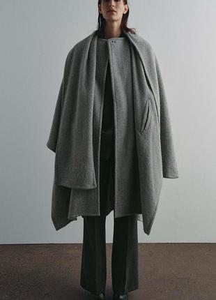 Пальто-накидка из альпаковой шерсти zara new