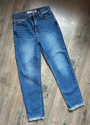 Темно-сині жіночі базові мом джинси висока посадка denim co
