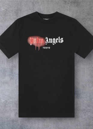Футболка черная palm angels red spray • палм анджелс футболка s
