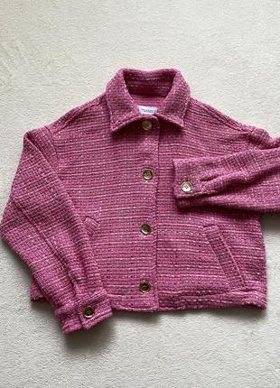 Жакет/пиджак розовый твидовый zara