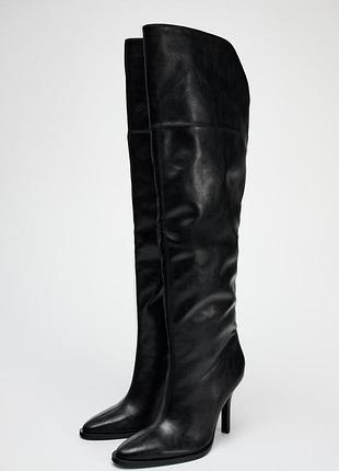 Высокие сапоги на каблуке zara