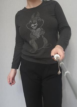 Джемпер из вискозы с зайчиком из страз xl- xxl/14-16 размер