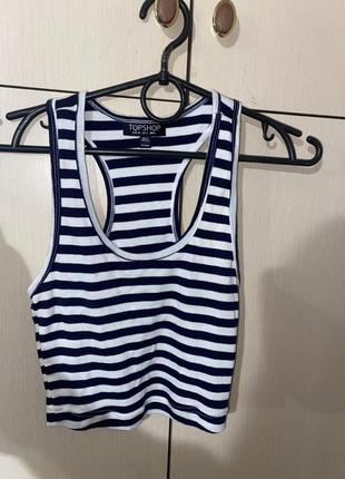 Кроп топ майка в смужку трендова полосатий кроп топ zara новий