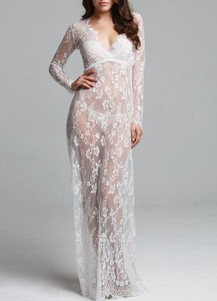 3909 пеньюар платье из кружева белое для фотосессий 2xl 50, 3xl 52, 4xl  54