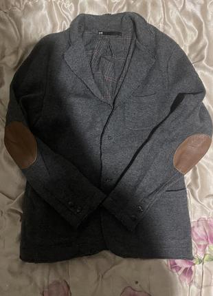 Пиджак с кожаными вставками