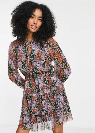 Платье сетка нарядное в цветочный принт river island