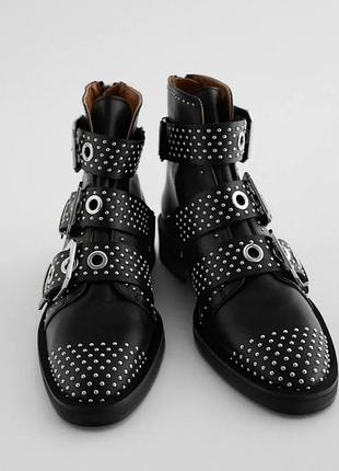 Стильные кожаные ботинки zara 40.5-41 оригинал