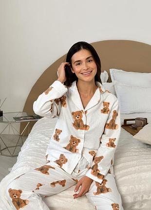 Пижама фланелевая с медведеками f46p
