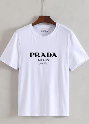 Жіноча футболка оверсайз oversize prada прада біла