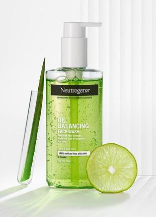 Очищающий гель для умывания жирной кожи с лаймом и алоэ neutrogena oil balancing 200 мл
