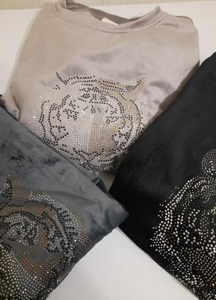 🔥🔥🔥велюрова кофта зі стразами🔥🔥🔥