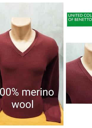 United colours of benetton, мужской пуловер из итальянской мериносовой шерсти