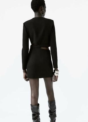 Черное короткое платье zara, платье с разрезами короткая зара2 фото