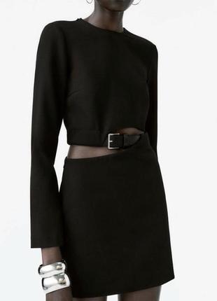 Черное короткое платье zara, платье с разрезами короткая зара