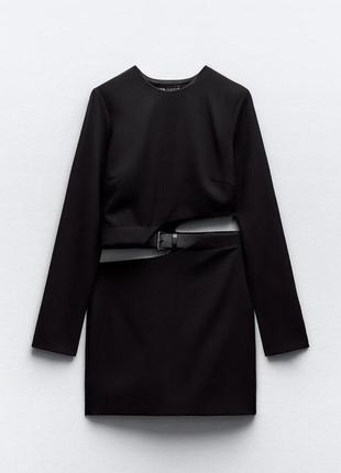 Черное короткое платье zara, платье с разрезами короткая зара3 фото