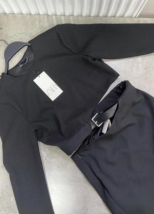 Черное короткое платье zara, платье с разрезами короткая зара4 фото