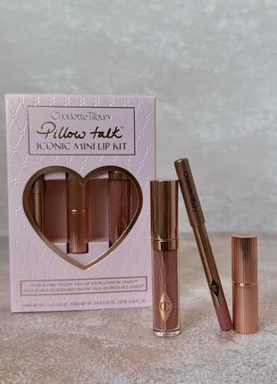 Charlotte tilbury - pillow talk iconic mini lip set - набір декоративної косметики для губ.