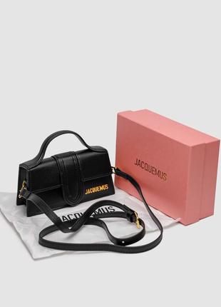 Женская черная сумка из натуральной кожи в стиле jacquemus le bambino small handbag with adjustable crossbody black